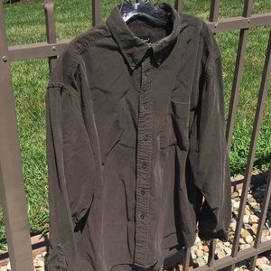 Dark Olive Green Corduroy Button Down Shirt